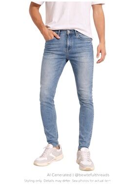 Skinny Jeans Faded Blue Stretch Slim Fit Denim W30 L30